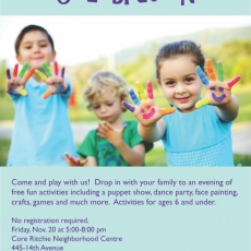 Free Family Activity for Young Children!  National Child Day Celebration!