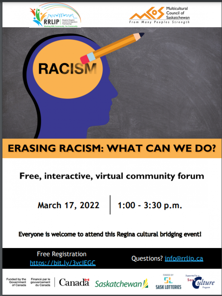 Erasing Racism: What Can WE Do?  Free Virtual Community Forum.  March 17 - 1-3:30 pm.  Register today!  