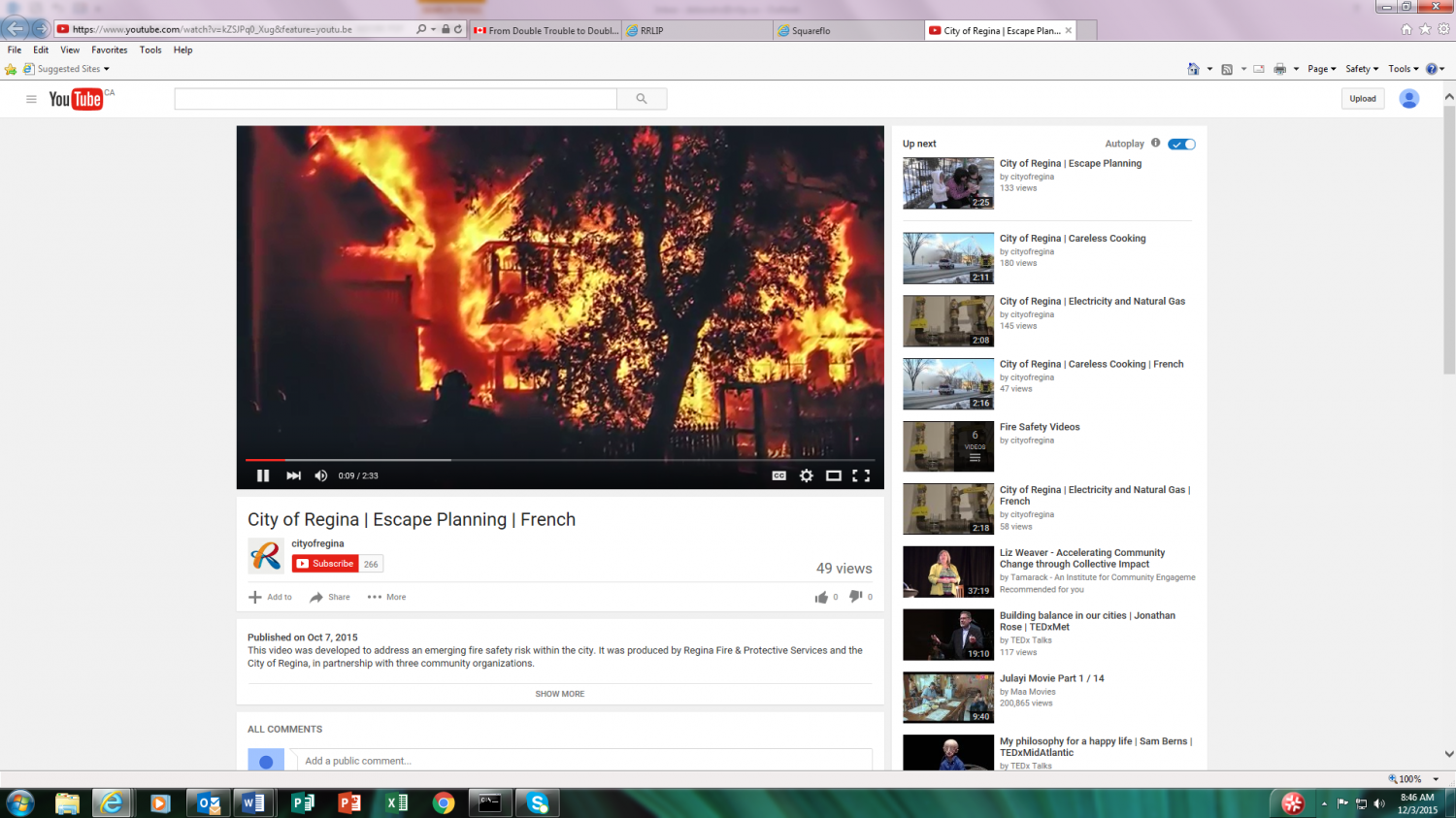 Fire Safety - Information in English and French, with Transcripts (to  make it easy to translate).