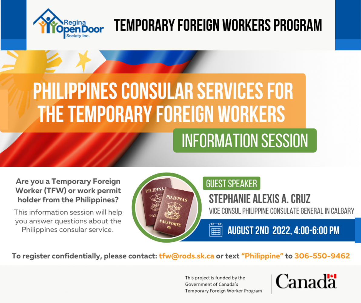FREE Online Information Session - Philippines Consular Services for Temporary Foreign Workers (TFWs) or Work Permit Holders