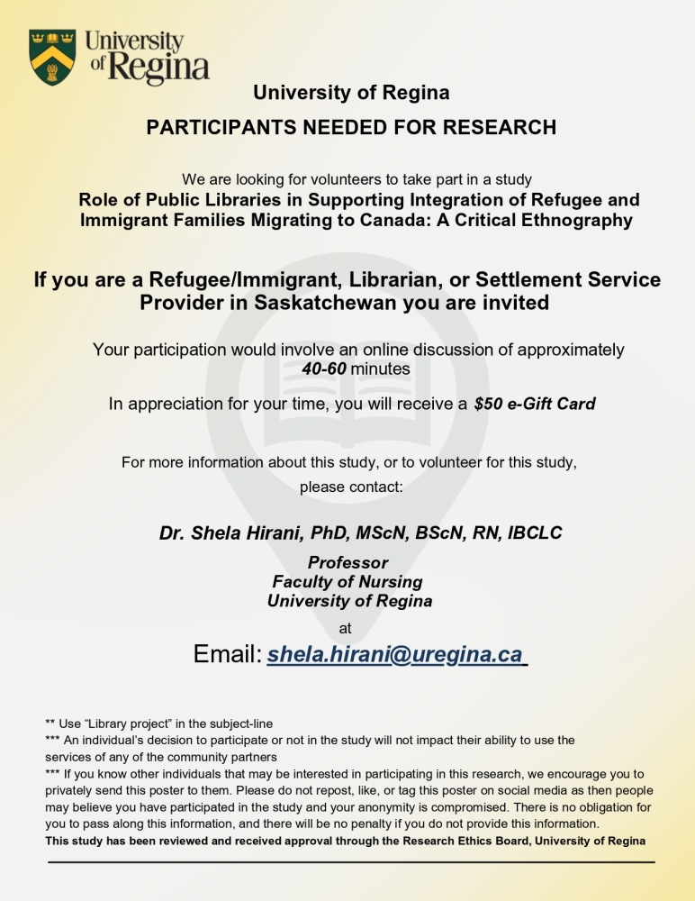 Participants Needed for University of Regina Research Study