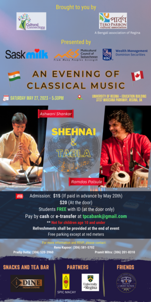 Musical Evening Coordinated by Cultural Connections Regina & the Bengali Cultural Association