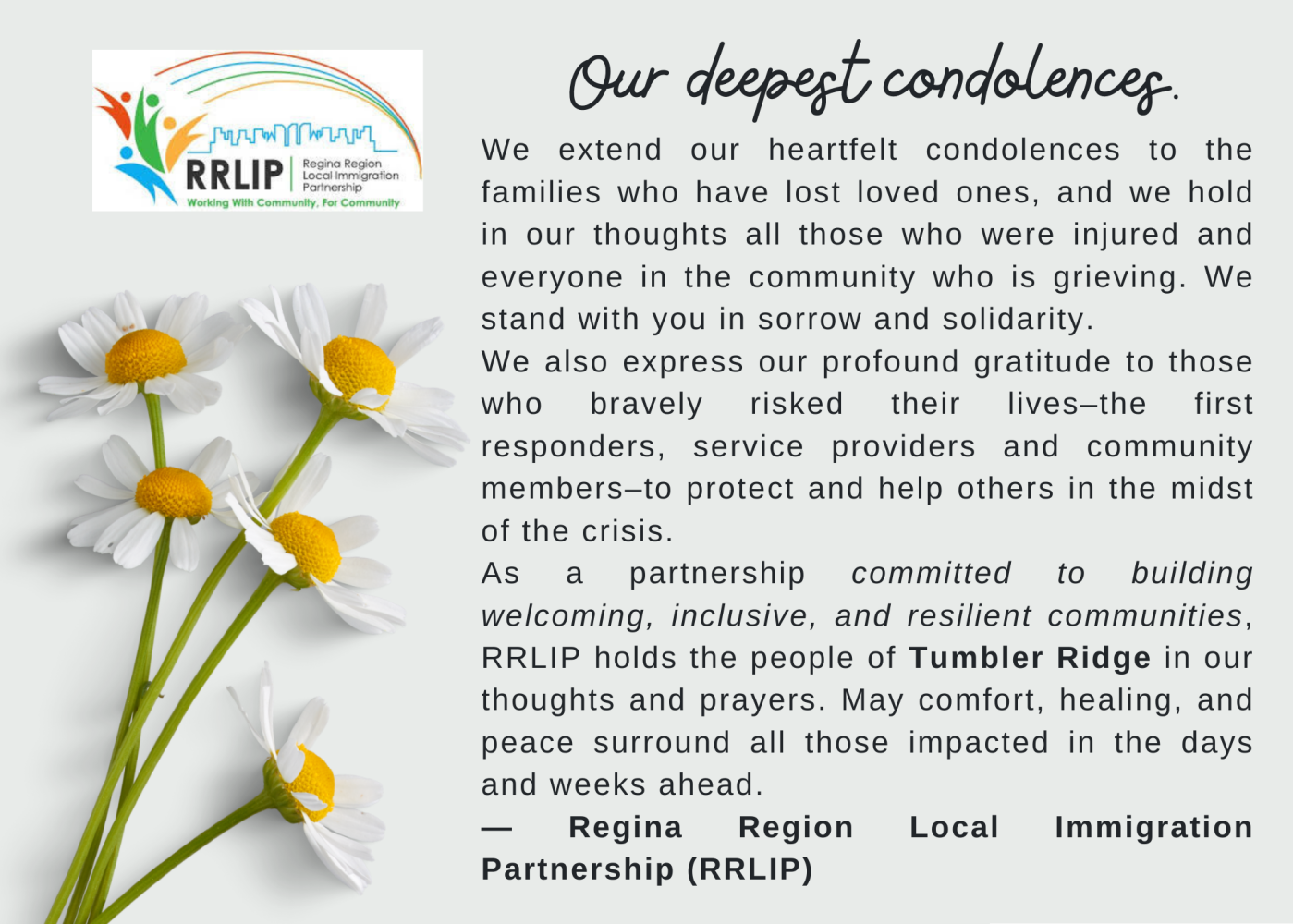 RRLIP’s Message to the Tumbler Ridge Community