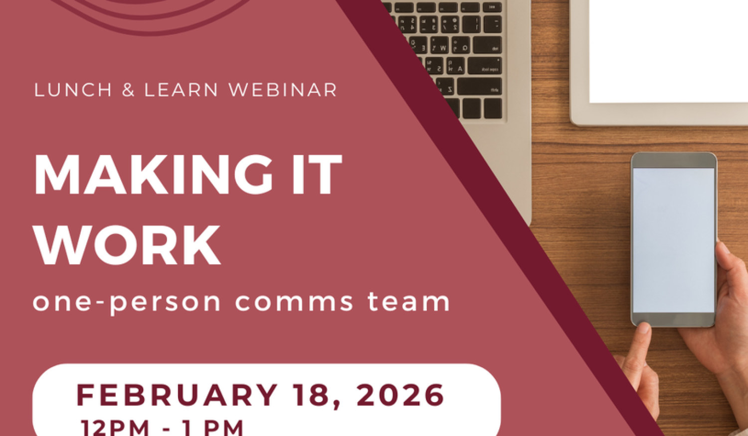 SaskCulture lunch & learn webinar: Making It Work as a One-Person Comms Team