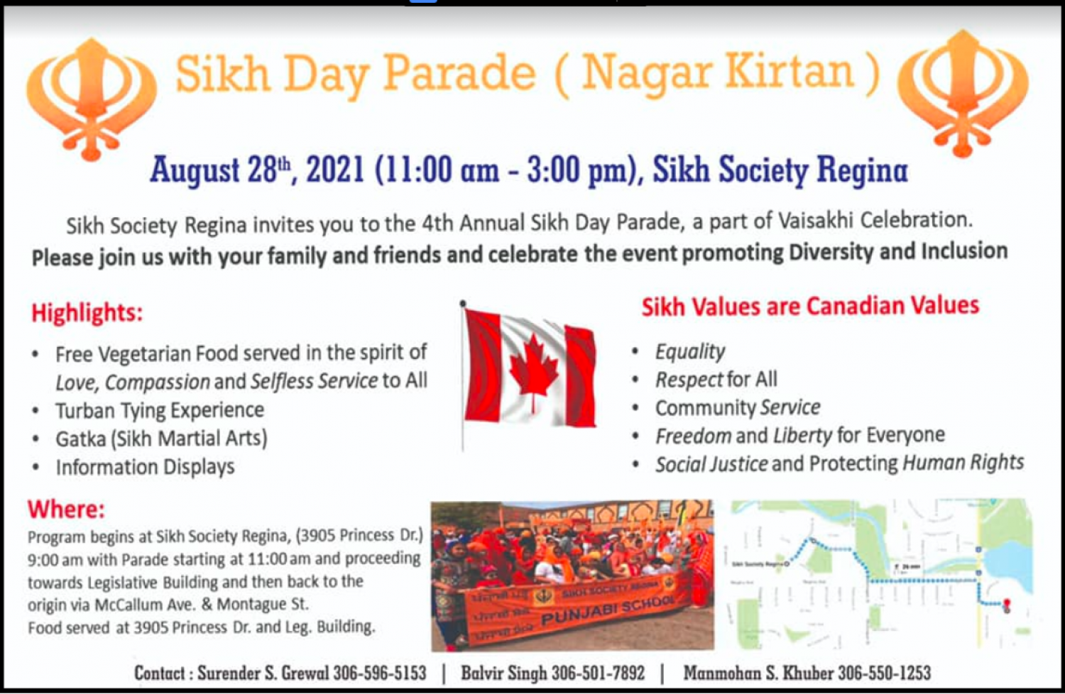 Sikh Day Parade - Saturday August 28! Everyone Welcome!  