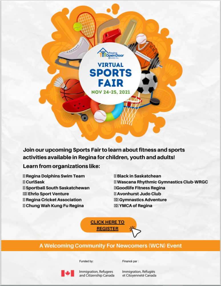 Virtual Sports Fair - Find Out About Recreation Opportunities for Newcomers in Regina! Register Now!