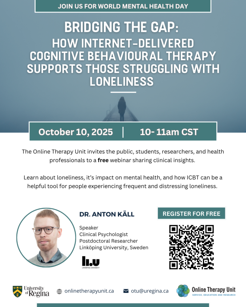 Webinar : Bridging the Gap: How Internet-delivered Cognitive Behavioural Therapy Supports Those Struggling with Loneliness