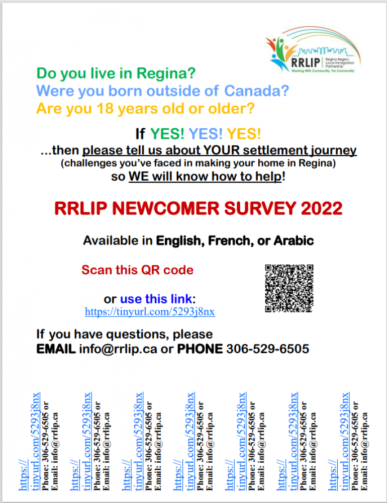Were You Born Outside of Canada, and Now Live in Regina?  RRLIP Would Like to Understand Your Settlement Challenges, and Get Your Ideas and Suggestions!  