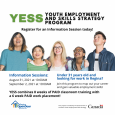 YESS Program - Youth Employment Skills and Strategy Program is Accepting Applications.  Register NOW for an Information session on September 2!