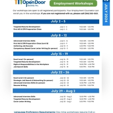 Upcoming Employment Readiness workshops