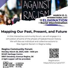 International Day For The Elimination of Racial Discrimination- Regina & Online Community Forum