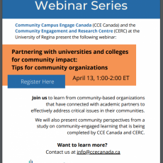 Free Webinar for Community-Based Organizations: Partnering with Universities and Colleges.  Register now!
