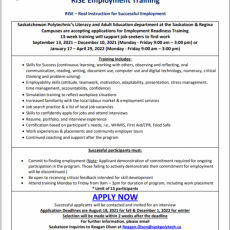 13 week Employment Training Course at Sask. Polytech - RISE (Real Instruction for Successful Employment)