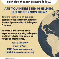 Private Sponsorship of Refugees Celebration and Information Event - Wednesday, June 26th 